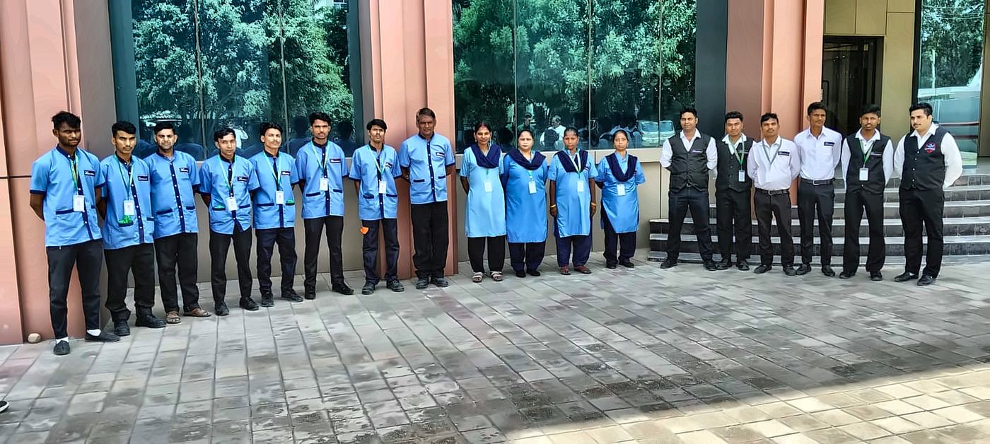 Housekeeping and admin staff at a corporate site