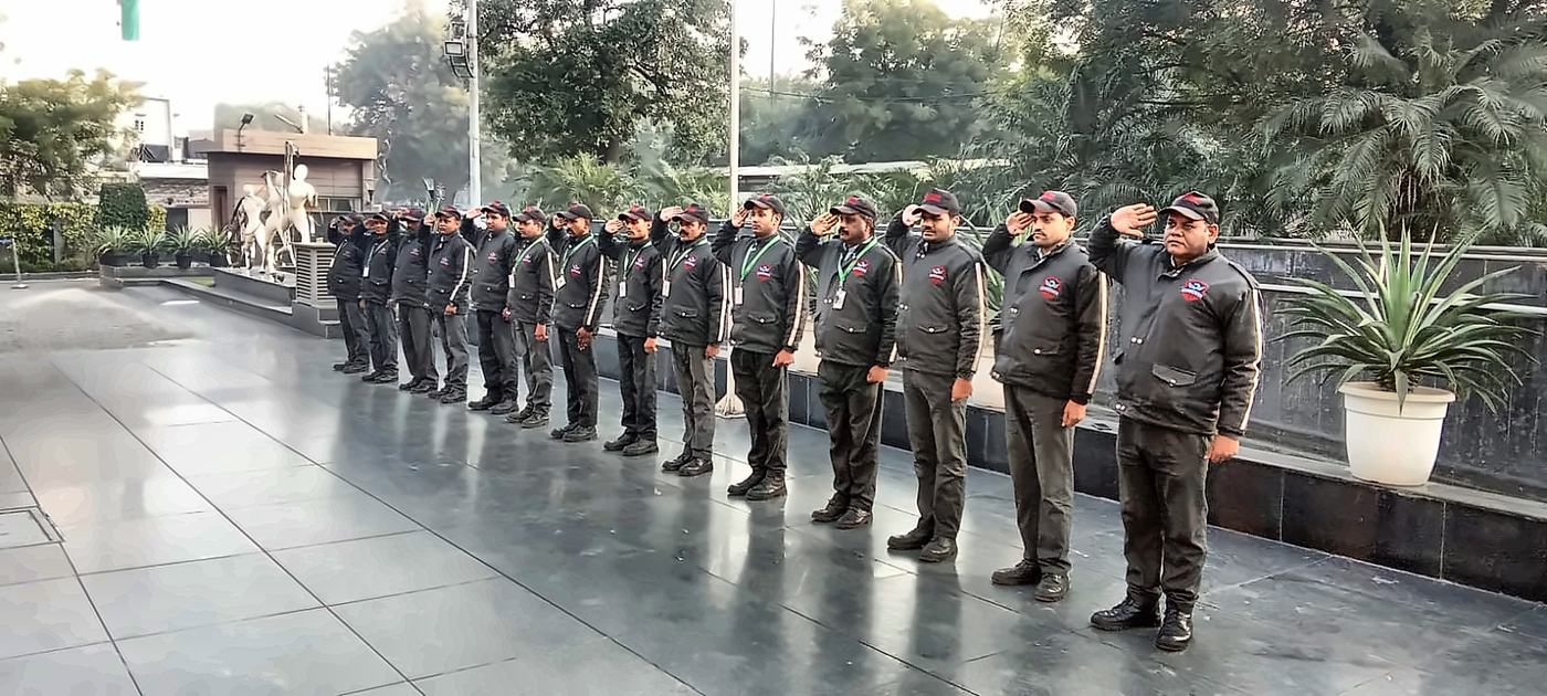 Guards standing in formation during training